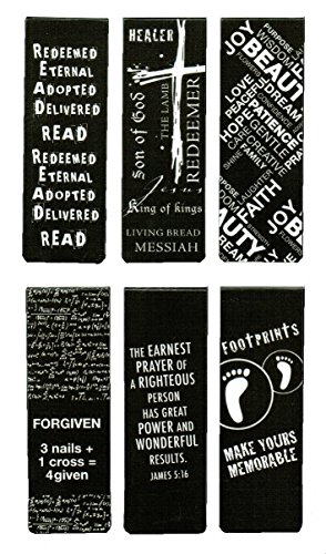 6006937095946 - BEAUTIFUL MAGNETIC BOOKMARKS WITH SCRIPTURE AND WORDS OF INSPIRATION - SET OF 6 (BLACK AND WHITE)