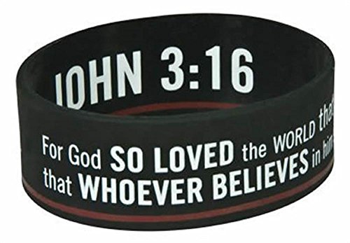 6006937111257 - CHRISTIAN BLACK JOHN 3:16 FOR GOD SO LOVED THE WORLD JOHN 3:16 SILICONE BRACELET