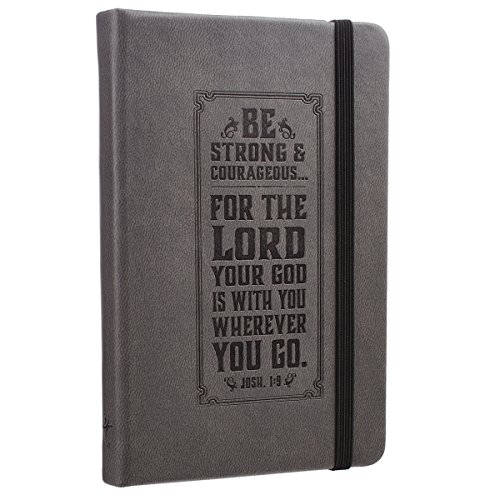 6006937127067 - NOTEPAD LUX-LEATHER GRAY - BE STRONG AND COURAGEOUS