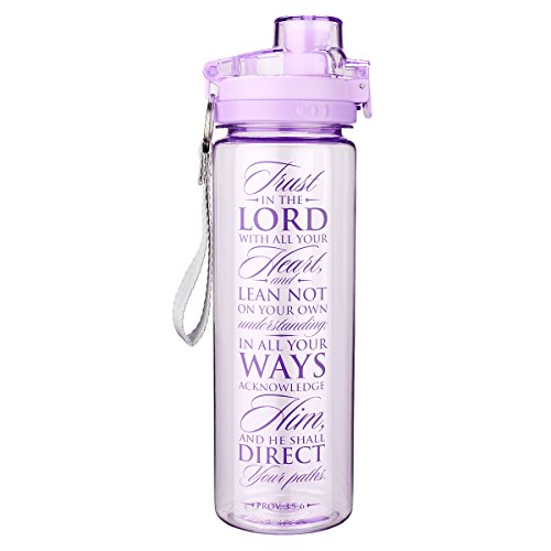 6006937130722 - TRUST IN THE LORD PURPLE PLASTIC WATER BOTTLE - PROVERBS 3:5-6