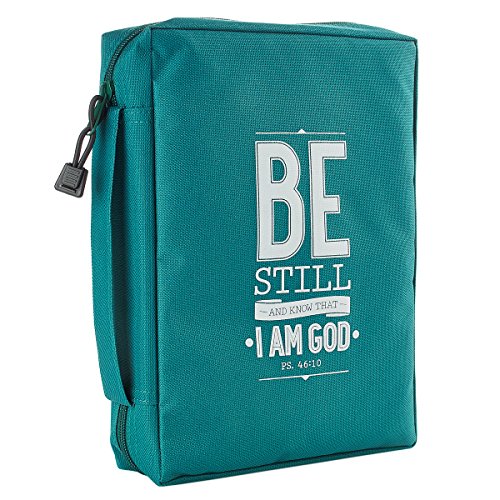 6006937131606 - TEAL POLY-CANVAS BE STILL BIBLE / BOOK COVER - PSALM 46:10 (LARGE)