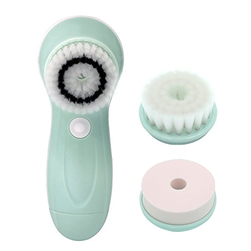 0600736965415 - ADELA ELECTRIC SONIC PORE PURIFYING FACIAL CLEANSING BRUSH, 3-IN-1 BEAUTY CARE BRUSH SYSTEM FOR OILY, ACNE AND SENSITIVE SKIN, 2 SPEEDS SETTING, WATER-RESISTANCE (BATTERIES NOT INCLUDED) - MINT GREEN