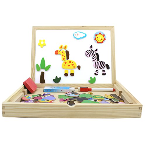 ZICOME WOODEN MAGNETIC ANIMAL DRAWING JIGSAW PUZZLE TOYS BOARD - DOUBLE