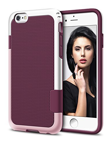 0600748788309 - IPHONE 6 PLUS CASE, LOHI® HYBRID IMPACT 3 COLOR SHOCKPROOF RUGGED CASE SOFT TPU & HARD PC BUMPER FOR IPHONE 6S PLUS 5.5 INCH (WINE RED)