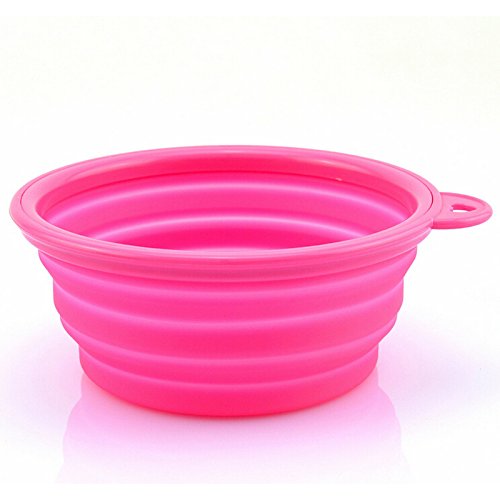 0600831515720 - ZN COLLAPSIBLE DOG CAT PET SILICONE POP-UP TRAVEL FEEDING BOWL WATER DISH FEEDER COLOR PINK