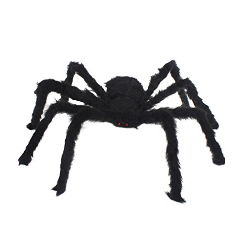 0600831538644 - ZN 30CM BLACK SPIDER PLUSH PUPPET TOY FOR HALLOWEEN DECOR ORNAMENT
