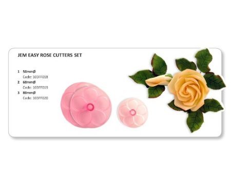 6009679529397 - JEM SET OF 3 EASY ROSE FLOWER PLASTIC ICING CUT OUT CUTTERS SUGARCRAFT CAKE DEC