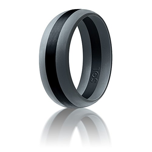 0600978241650 - SOL SILICONE WEDDING RING FOR MEN, HIGH QUALITY MEDICAL GRADE, DARK GREY WITH BLACK LINE IN THE MIDDLE SIZE 10