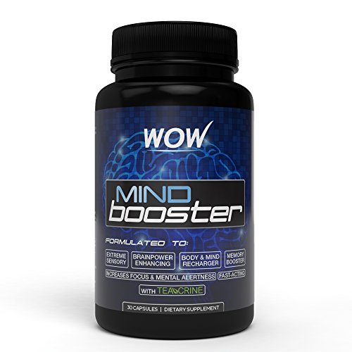 0600978762681 - WOW MIND BOOSTER - POTENT NATURAL BRAIN NOOTROPIC DIETARY SUPPLEMENT - MEMORY & COGNITIVE ENHANCEMENT - INCREASED MENTAL FOCUS, CLARITY & ALERTNESS - WITH L-THEANINE, HUPERZINE A & TEACRINE® - 30 CAPS