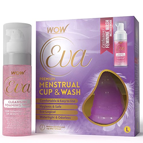 0600978763114 - WOW EVA REUSABLE MENSTRUAL CUP & CLEANSING WASH - (SIZE LARGE) - 100% MEDICAL GRADE SILICONE - CLEANER & CHEAPER ALTERNATIVE TO PADS AND TAMPONS