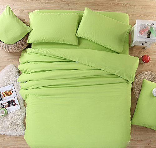 0600984298679 - ZJKC® 4-PIECE KING DUVET COVER SET SOLID COTTON - SOFT, COMFORTABLE, DURABLE & WRINKLE FREE BEDDING COLLECTIONS COMFORTER SETS (GREEN)