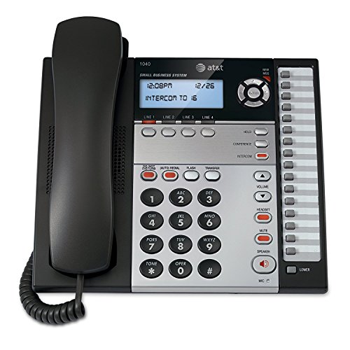 0601000836752 - AT&T 1040 4-LINE EXPANDABLE CORDED PHONE SYSTEM WITH SPEAKERPHONE, 1 HANDSET, BLACK/SILVER