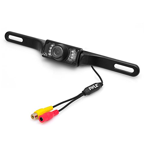 0601000842302 - PYLE PLCM10 REAR VIEW BACKUP PARKING REVERSE CAMERA, LICENSE PLATE MOUNT, WEATHERPROOF, NIGHT VISION, DISTANCE SCALE LINES, SWIVEL ANGLE ADJUSTABLE CAM