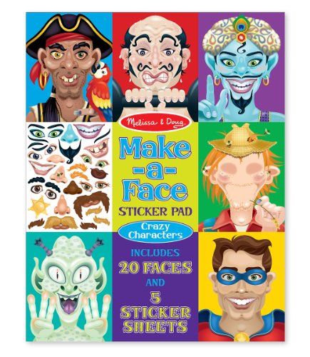0601001364872 - MELISSA & DOUG MAKE-A-FACE CRAZY CHARACTERS STICKER PAD