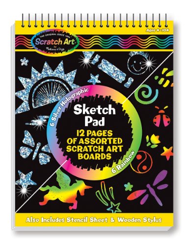 0601001365558 - MELISSA & DOUG SCRATCH ART SKETCH PAD WITH 12 SCRATCH-ART BOARDS AND WOODEN STYLUS