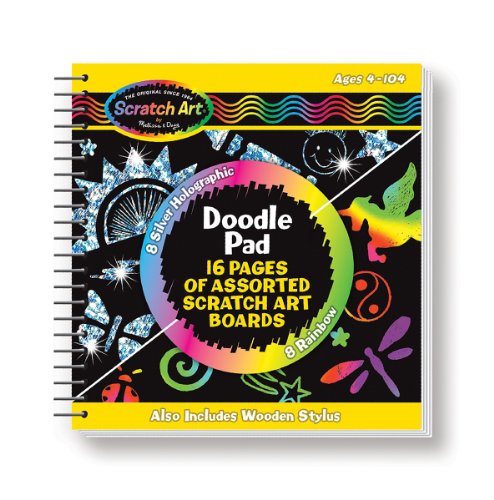 0601001365565 - MELISSA & DOUG SCRATCH ART DOODLE PAD WITH 16 SCRATCH-ART BOARDS AND WOODEN STYLUS