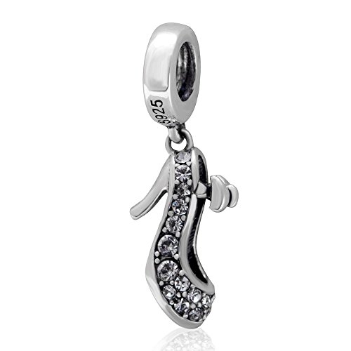 0601116079586 - SOULBEADS 925 STERLING SILVER CLEAR PAVE HIGH HEEL DANGLING CHARM BEAD FOR PANDORA BRACELET