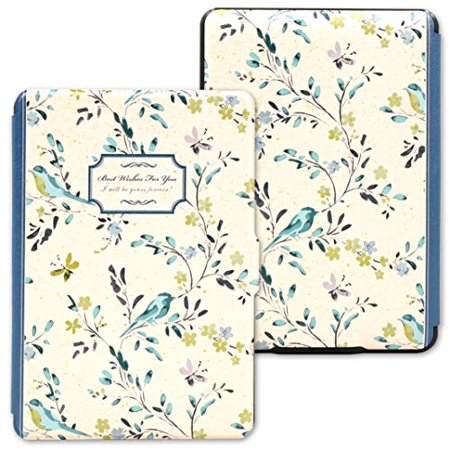 0601187089842 - KANDOUREN AMAZON KINDLE PAPERWHITE CASE - BLUE BIRD ART SKIN,LIGHTED SLIM LEATHER COVER WITH AUTOWAKE(FIT 6 INCH 6TH GENERATION NEW KINDLE PAPERWHITE 2013 2014 2015),LIKE WHITE BOOK