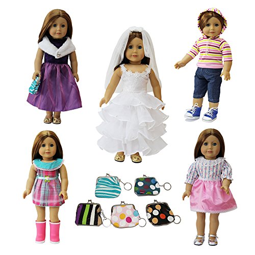 0601187399880 - ZITA ELEMENT DOLL CLOTHES -LOT 6= 5 OUTDOOR CASUAL OUTFIT /WEAR +1 HANDBAG FITS AMERICAN GIRL DOLL, MY LIFE DOLL, OUR GENERATION AND OTHER 18 INCH DOLLS