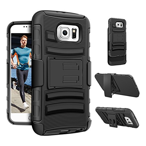 0601209735290 - S6 CASE, LOHI® 3 LAYER HOLSTER COMBO SHOCKPROOF BELT CLIP BLACK COVER HARD PHONE CASE FOR SAMSUNG GALAXY S6