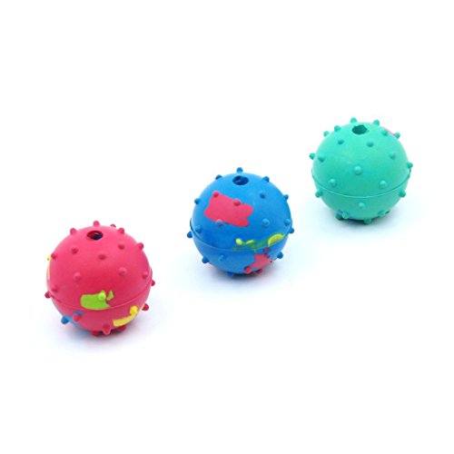 0601209975030 - GENERIC RUBBER TOY DOG BALL WITH A BELL INSIDE, 2 INCH, 1 PACK OF 3