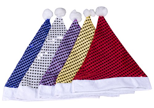 0601279418956 - SMAYS SEQUIN SANTA ADULTS HATS ACCESSORY FOR CHRISTMAS PARTY (PACK OF 5)