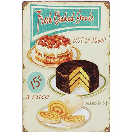 0601373555106 - FRESH BAKED GOODS BEST IN TOWN!, METAL TIN SIGN, WALL DECORATIVE SIGN BY 66RETRO