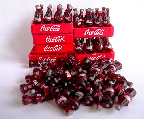 0601383216134 - COCA COLA SOFT DRINK COKE SODA BOTTLE AND TRAY SET DOLLHOUSE MINIATURE (6 SET)