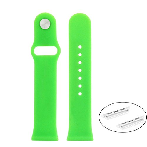 0601393620044 - APPLE WATCH BAND - SANCC™ 42MM SOFT SILICONE RUBBER WATCH BAND FITNESS + ADAPTERS REPLACEMENT STRAPS BRACELET WRIST BAND WATCH BAND FOR APPLE WATCH SPORT EDITION 2015 RELEASE (GREEN 42MM SILICONE BAND)
