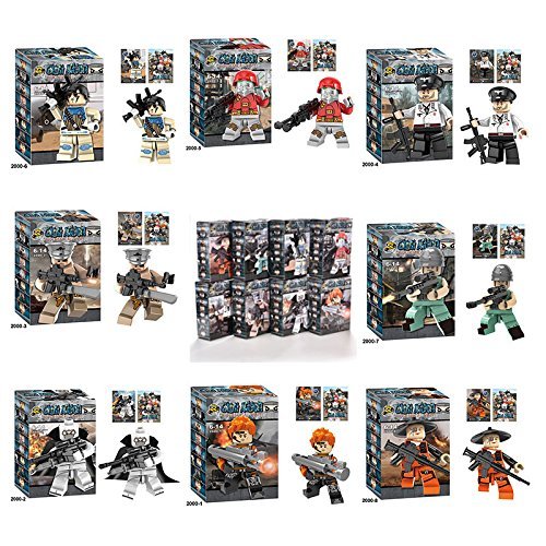 0601404447950 - U-HOMEY 8 PCS MILITARY SWAT ARMY POLICE BUILDING BLOCKS MODEL FOR KIDS CLASSIC TOYS