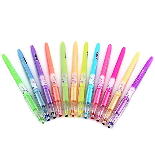 0601420933758 - 12 PASTEL COLORED GEL PENS WITH PLASTIC CASE FOR SCRAPBOOKS, GREETING CARDS, PARTY INVITES AND MORE