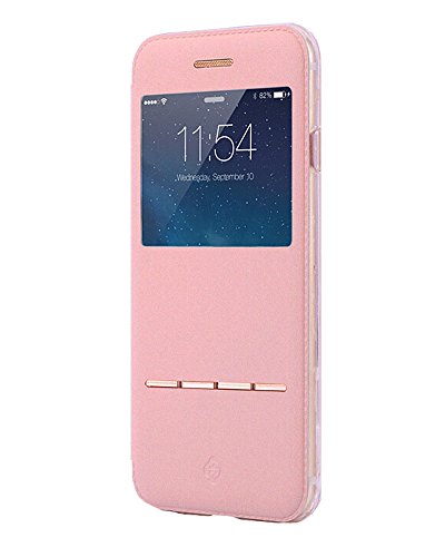 0601490297293 - TOTU FOLIO FLIP PU LEATHER CASE METAL KICKSTAND WITH SMART VIEW WINDOW FOR APPLE IPHONE 6 PLUS / IPHONE 6S PLUS 5.5 INCH (ROSE GOLD)