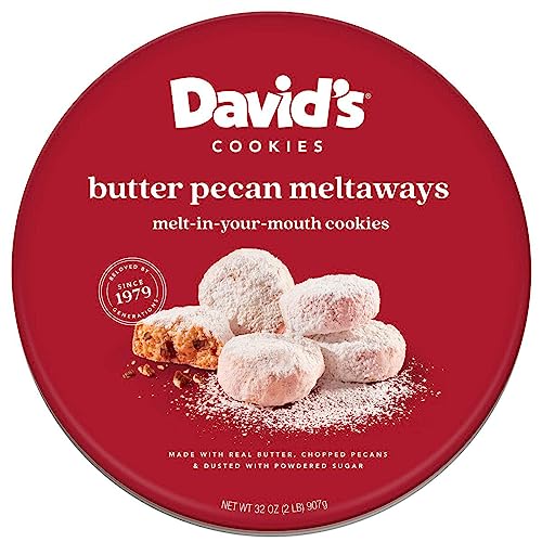 0601557856982 - DAVID’S COOKIES GOURMET COOKIES BUTTER PECAN MELTAWAY – 32OZ BUTTER COOKIES WITH CRUNCHY PECANS AND POWDERED SUGAR – ALL-NATURAL INGREDIENTS – KOSHER RECIPE – IDEAL PRESENT FOR SPECIAL OCCASIONS