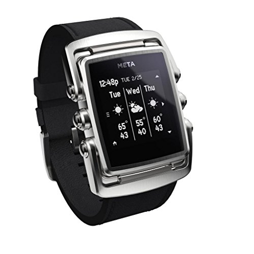 0601579029845 - META M1 THE ART OF THE GLANCE LUXURY SMART WATCH FOR IPHONE 4S AND ABOVE AND ANDRIOD 4.3 AND ABOVE STAINLESS STEEL FACE BLACK STRAP