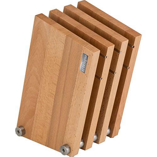 0601579032685 - ARTELEGNO SOLID BEECH WOOD 4 PANEL MAGNETIC KNIFE BLOCK, LUXURIOUS ITALIAN MILANO COLLECTION BY MASTER CRAFTSMEN DISPLAYS UP TO 9 HIGH-END KNIVES ELEGANTLY, ECO-FRIENDLY, NATURAL FINISH