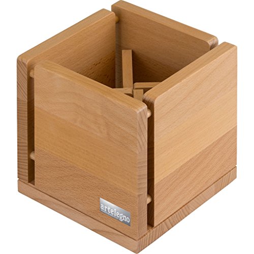 0601579033200 - ARTELEGNO SOLID BEECH WOOD COOKING TOOLS HOLDER, LUXURIOUS ITALIAN COLLECTION BY MASTER CRAFTSMEN, ECO-FRIENDLY WAY TO STORE UTENSILS--NATURAL FINISH, LARGE