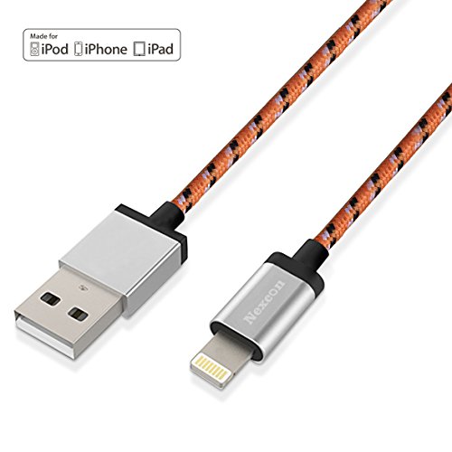 0601579062477 - APPLE LIGHTNING TO USB CABLE, NEXCON NYLON BRAIDED APPLE CHARGING CORD 3.3FT / 1M FOR IPHONE 6S / 6 / 6 PLUS 5S 5C 5 IPAD PRO AIR 2 MINI 4/3 IPOD 5 IPOD NANO AND MORE - ORANGE