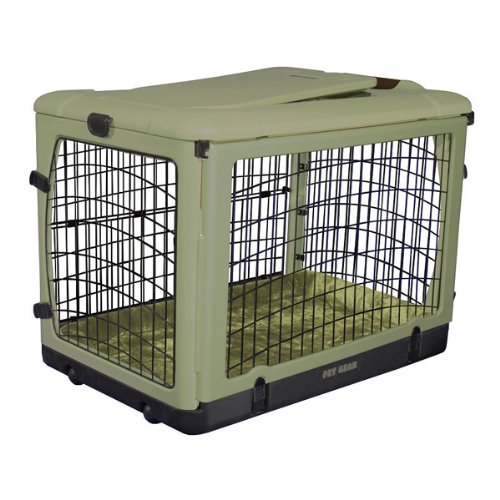 0601629384122 - PET GEAR THE OTHER DOOR STEEL CRATE WITH FLEECE PAD FOR CATS AND DOGS UP TO 70-POUND, SAGE