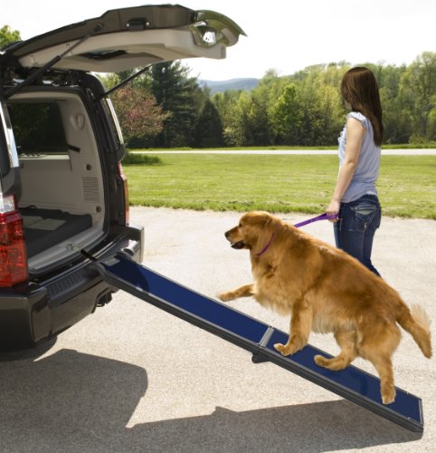 0601629387314 - PET GEAR TRAVEL LITE BI-FOLD FULL RAMP FOR CATS AND DOGS UP TO 150 POUNDS, 66-INCH, BLACK/BLUE