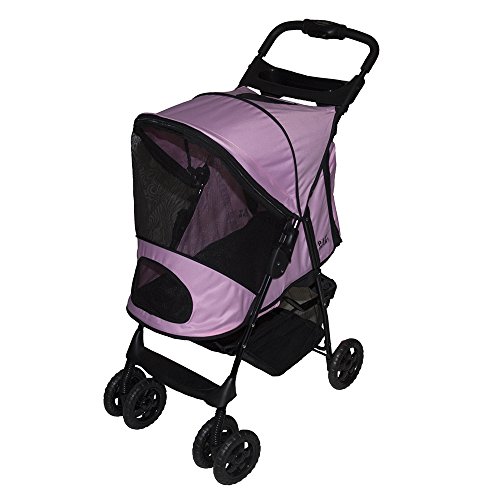 0601629388366 - PET GEAR HAPPY TRAILS PLUS PET STROLLER WITH WEATHER GUARD FOR CATS AND DOGS UP TO 30-POUNDS, PINK ICE