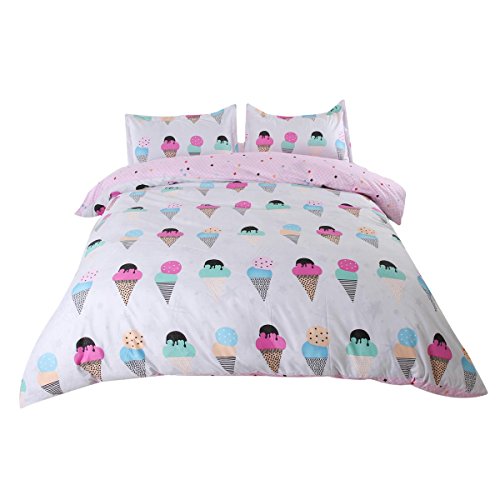 6016868152564 - GENERIC 3 PIECES BEDDING SETS FOR GIRLS 1 DUVET COVER AND 2 PILLOW CASES INCLUDED MULTICOLOR ICE CREAM PATTERN TWIN SIZE