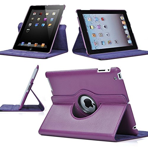 6019218066382 - FREEAIR 360 ROTATING PU LEATHER ULTRA THIN SMART COVER AUTO SLEEP/WAKE FEATURE STAND CASE FOR IPAD 2 3 4 GENERATION (PURPLE)