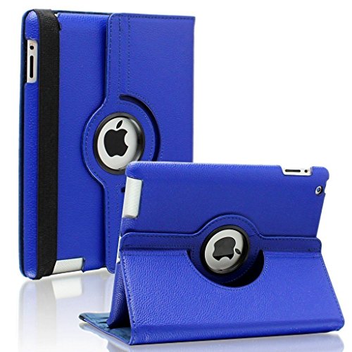 6019218066405 - FREEAIR 360 ROTATING PU LEATHER ULTRA THIN SMART COVER AUTO SLEEP/WAKE FEATURE STAND CASE FOR IPAD 2 3 4 GENERATION (DARKBLUE)