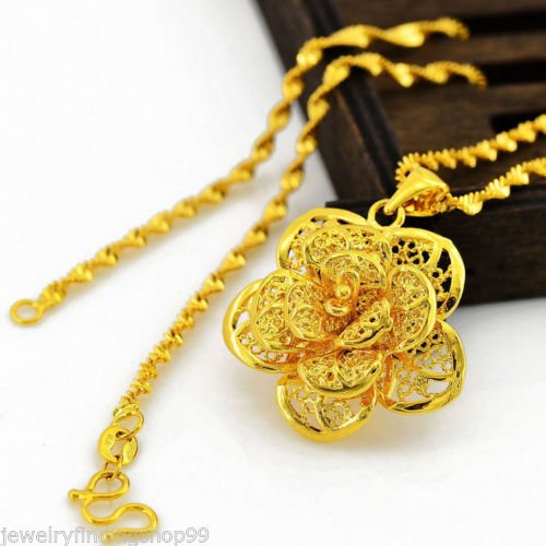 CS-DB Gold 24K Real Gold Yellow Filled plated Necklace Crown Pendant Chain New Fashion Jewelry 