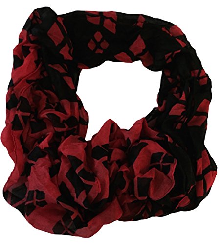 0602003090509 - HARLEY QUINN BLACK AND RED PRINT INFINITY VISCOSE SOFT SCARF COSTUME ACCESSORY
