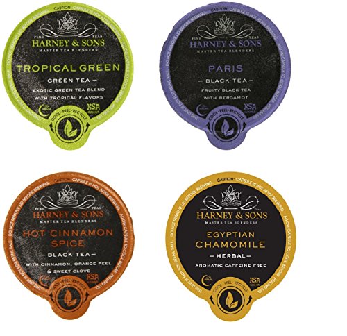 0602003385599 - HARNEY & SONS TEA CAPSULES VARIETY PACK , (8 EGYPTIAN CHAMOMILE,8 HOT CINNAMON SPICE, 8 PARIS, 8 TROPICAL GREEN),(TOTAL OF 32 CAPSULES)