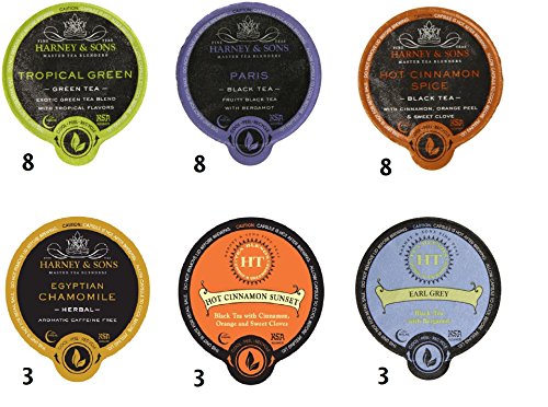 0602003385612 - HARNEY & SONS TEA CAPSULES VARIETY PACK , (8 HOT CINNAMON SPICE, 8 PARIS, 8 TROPICAL GREEN, 3 EGYPTIAN CHAMOMILE, 3 EARL GREY, 3 HOT CINNAMON SUNSET), (TOTAL OF 33 CAPSULES)