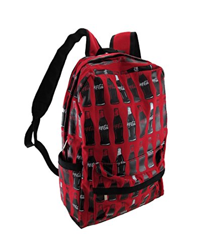 6020034260328 - RED CANVAS COCA-COLA BOTTLES PRINT BACKPACK