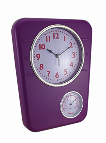 0602003427091 - BRIGHT PURPLE WALL CLOCK WITH TEMPERATURE DISPLAY