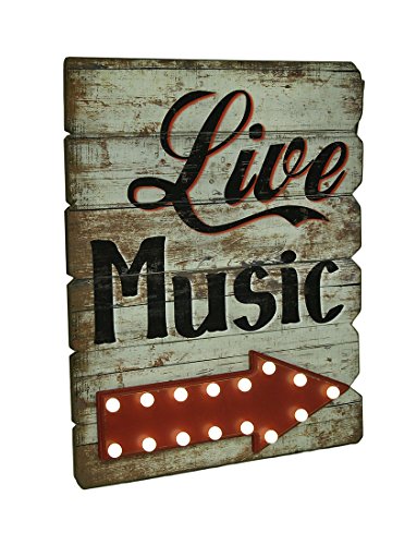 0602003447600 - LIVE MUSIC LED LIGHTED RUSTIC WOODEN WALL SIGN